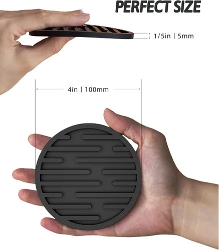 Miniatura 3 de Juego de 6 posavasos de silicona para bebidas con soporte, impermeables, antideslizantes, reutilizables, posavasos duraderos para mesa, bar
