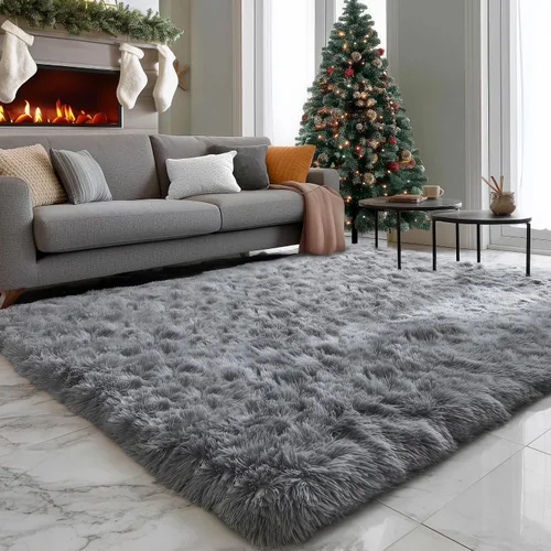 Miniatura 8 de PAGISOFE Alfombras grises lavables para sala de estar, dormitorio, alfombra de 5 x 8 pies, alfombra de felpa suave y esponjosa para dormitorio, 2