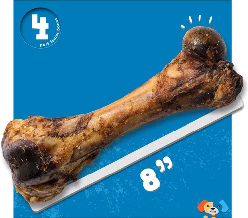 Miniatura 6 de Jack&Pup - Huesos de fémur de cerdo de 8 pulgadas para perros, huesos grandes para perros grandes, huesos de carne de jamón gourmet