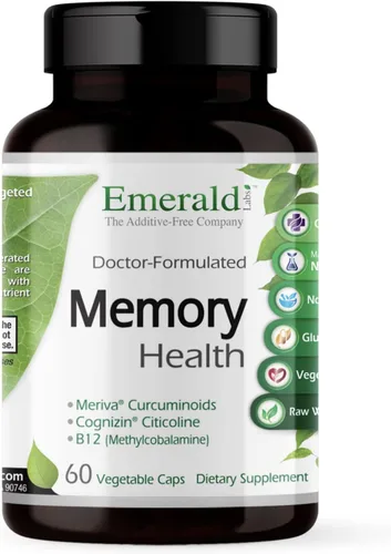 EMERALD LABS Memory Health - Suplemento para la salud cerebral y la memoria - Apoya la energía y la concentración - Cuenta con cúrcuma Meriva,