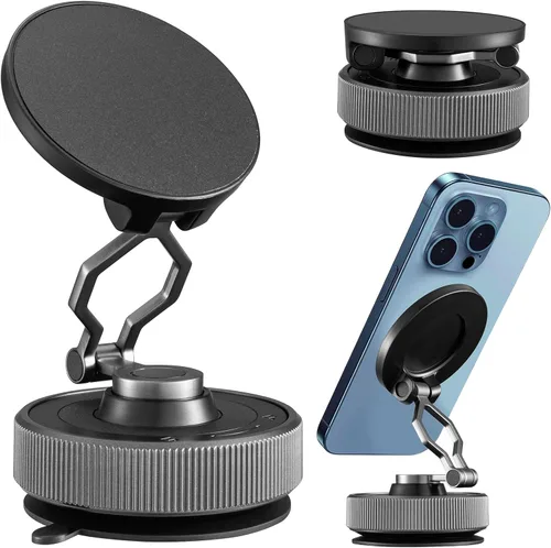 Miniatura 8 de Soporte magnético para teléfono con succión al vacío, soporte magnético ajustable de 360° para teléfono, plegable y retráctil, manos libres con Azul