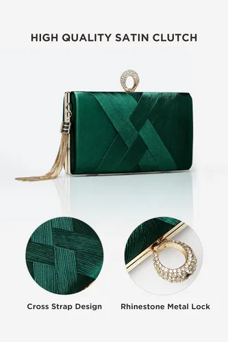Miniatura 2 de BABEYOND Monederos de mano para mujer, bolso de noche con borla colgante para novia, fiesta, graduación, boda
