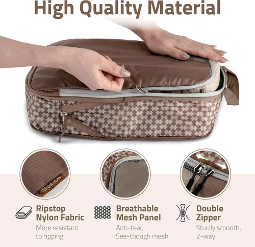 Miniatura 5 de Oriday Juego de 8 cubos de compresión para accesorios de viaje, bolsas expandibles para ropa, artículos de tocador, mochilas, elementos esenciales