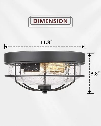 Miniatura 4 de HWH INVESTMENT Lámparas de techo de montaje empotrado, lámpara de techo de 12 pulgadas de 2 luces estilo granja cerca del techo con pantalla