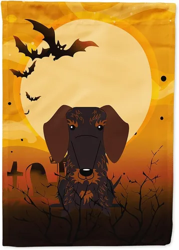 Miniatura 223 de Caroline's Treasures BB4307GF - Bandera de Halloween Airedale para jardín, bandera decorativa para patio exterior, obras de arte de patio, macizos