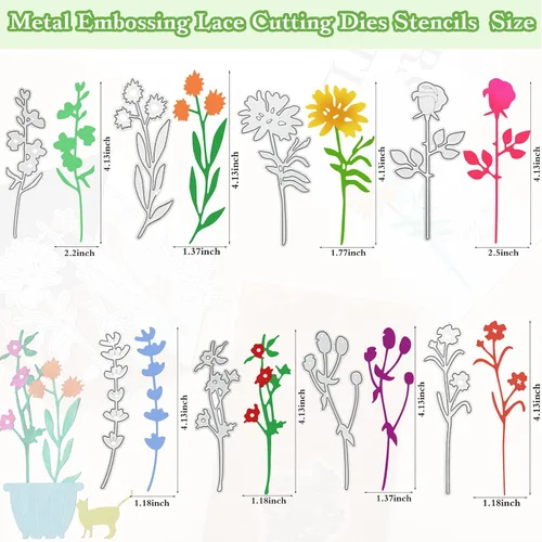 Miniatura 4 de 24 troqueles de corte de metal con diseño de flores silvestres, plantillas de estampado de hojas de flores para hacer tarjetas, Acción de Gracias