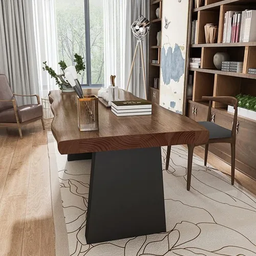 Miniatura 2 de Escritorio para computadora de madera maciza para oficina en casa, mesa larga multifuncional simple y moderna, patas de metal fuertes Mesa de pino