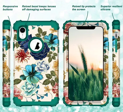 Miniatura 5 de Hocase Funda para iPhone SE 2022/2020, resistente a prueba de golpes, de plástico duro+goma de silicona, funda protectora híbrida para iPhone SE