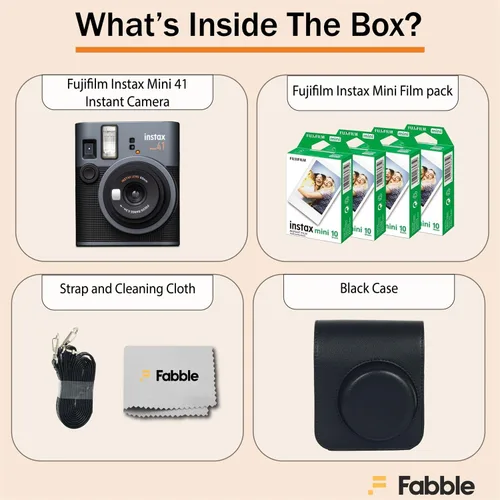 Miniatura 2 de Fujifilm Instax Mini 41 Paquete de cámara de película instantánea con estuche Groovy para Fuji Instax Mini 41, película de paquete doble (40 hojas)