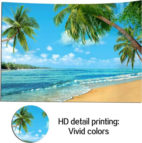 Miniatura 5 de Fondo tropical de verano para fotografía de palmera o playa de Hawaii, 7 x 5 pies, cielo marino azul, sol, Luau, fiesta, fondo de foto, boda, novia