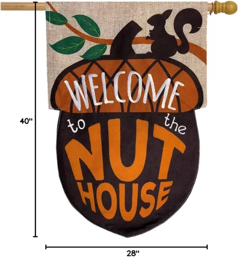 Miniatura 5 de Briarwood Lane Bandera de arpillera con texto en inglés "Welcome To The Nuthouse