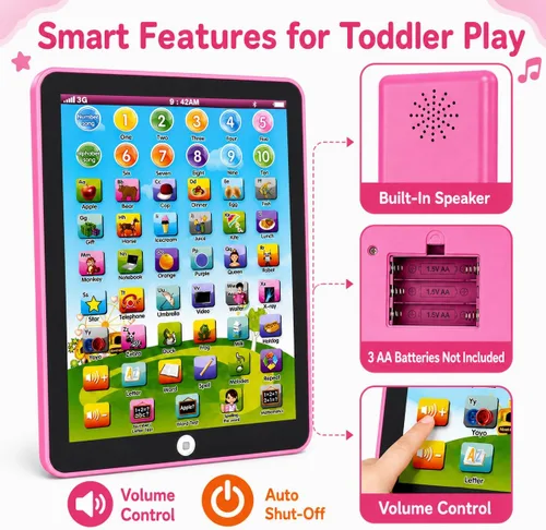Miniatura 4 de Tableta para niños, almohadilla de aprendizaje, con 6 juegos para aprender música, palabras, letras de aprendizaje, alfabeto, tableta educativa