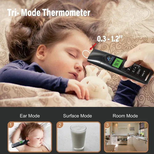 Miniatura 6 de Amplim 1701AE3 - Termómetro de frente, infrarrojo, digital, resistente para tomar la temperatura sin contacto, ideal para bebés, niños y adultos
