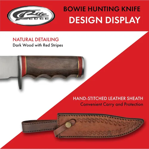 Miniatura 4 de SZCO Cuchillo de caza Full Tang de 12 pulgadas, cuchillos de campamento con hoja de acero inoxidable, mango de madera y funda, cuchillo