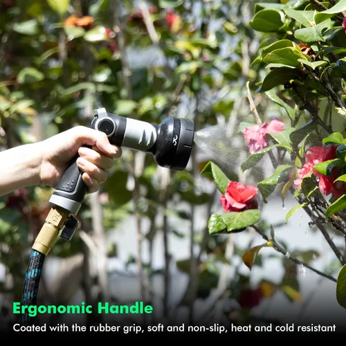 Miniatura 7 de RESTMO Boquilla de manguera de jardín multiángulo con función de rociador, boquilla de manguera de agua resistente con 4 patrones de pulverización