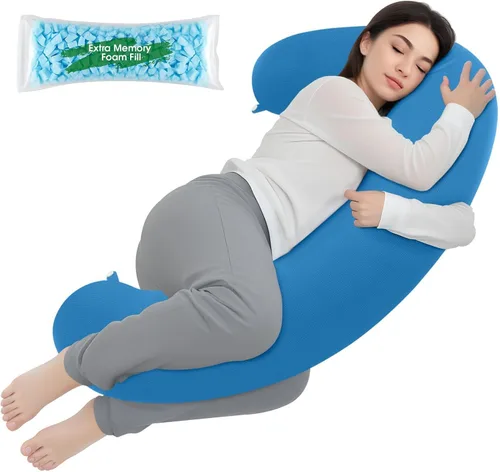 Miniatura 11 de TranquilRelax Almohada corporal, almohada larga, almohada corporal de espuma viscoelástica, almohada lateral en forma de C, funda de almohada Negro