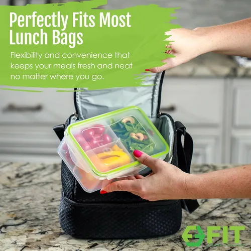 Miniatura 6 de Lonchera Bento para niños y adultos, contenedor reutilizable para preparación de comidas, contenedor de 3 compartimentos con tapa hermética