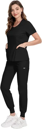 Miniatura 31 de niaahinn Conjunto de uniformes médicos para mujer, uniformes de enfermería, cuello en V clásico y pantalones quirúrgicos para correr