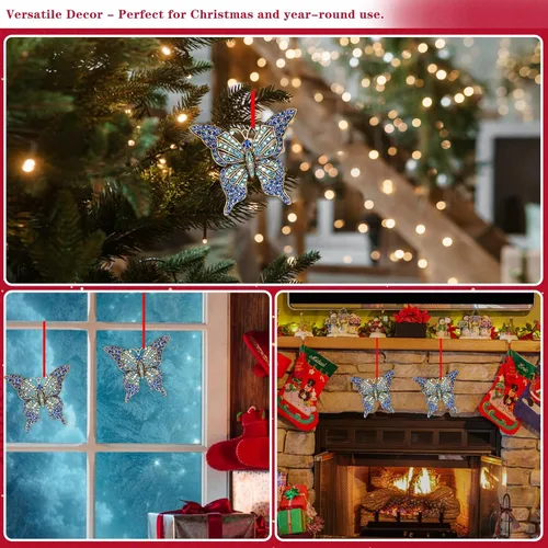 Miniatura 5 de WhatSign Adorno de mariposa para árbol de Navidad, adornos de Navidad colgantes de monarca de metal, decoraciones 2025, adornos de recuerdo únicos