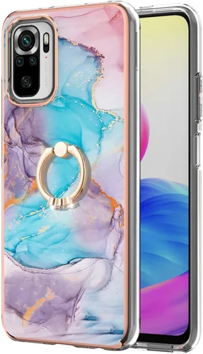 Miniatura 2 de XYX Case for Xiaomi Redmi Note 10 4G, Sparkling Marble TPU IMD Bumper Hybrid Protective Phone Cover with 360 Rotating Ring Kickstand,Blue Milky Way