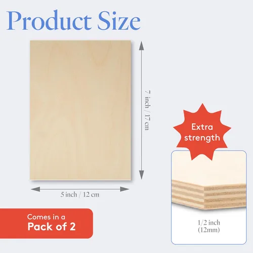 Miniatura 2 de Madera contrachapada de abedul báltico de 0.472 in, 1/2 x 5 x 7 pulgadas, caja de 2 madera artesanal de grado B/BB, más fuerte que las hojas