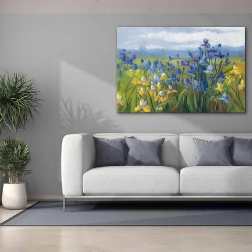 Miniatura 7 de Epic Graffiti Carol Rowan - Lienzo decorativo para pared, diseño "Blue and Yellow Flower Field", 60 x 40 pulgadas