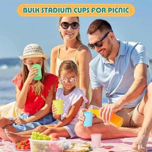 Miniatura 5 de Gerrii 60 vasos grandes de plástico reutilizables de 16 onzas para fiestas, cumpleaños, picnic, deportes, eventos, bodas y fiestas (colores frescos)