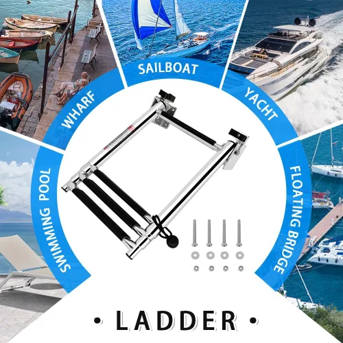 Miniatura 3 de Escalera plegable de acero inoxidable para barco, escalera de natación portátil, escalera telescópica para yates marinos y más (8581S4)