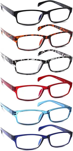Miniatura 12 de JOSCHOO Gafas de lectura para computadora para mujeres y hombres, paquete de 6 lectores de bisagra de resorte con bloqueo de luz azul Mezcla