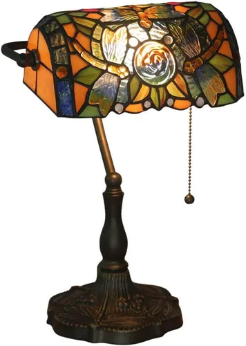 Miniatura 10 de Baroque Stained Glass Deskp with Pull Cswitch Style Bankerp for Liviroom Office Bedroom Antzinc Base Traditional Tablep for Bedside or Desk Use/I