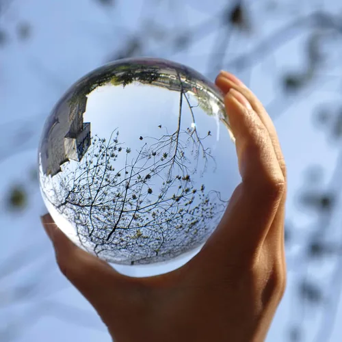 Bola de cristal óptico transparente K9 de 3.94 pulgadas con soporte, esfera de vidrio decorativa para fotografía, decoración mágica de adivinación y