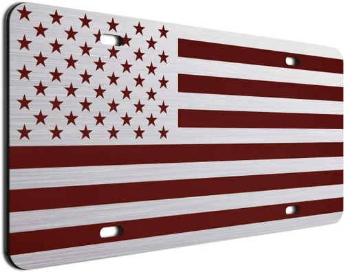 Miniatura 68 de JASS GRAPHIX Placa de matrícula personalizada con la bandera estadounidense de línea amarilla, homenaje personalizado a despachadores y operadores