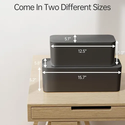 Miniatura 2 de YECAYE Paquete de 2 cajas de organización de cables, organizador de cajas de cables para mascotas para el hogar y la oficina, cubierta de cables a