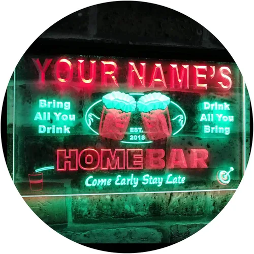 Miniatura 11 de Letrero luminoso Custom Home Bar Beer de neón; personalizado con nombre Blanco