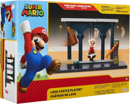 Miniatura 8 de Nintendo Super Mario Lava Castle Deluxe Play Set, incluye: figura de Mario de fuego de 2.5 pulgadas y características mecánicas, torre de bolas