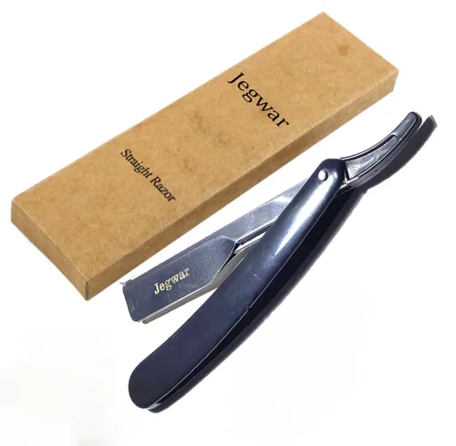 Peluquero Maquinilla de afeitar recta Salón de afeitar afeitado SHAVETTE RASOI RASOIRS 10 HOJAS (NEGRO)