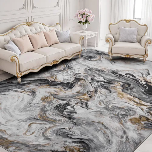 Miniatura 13 de Alfombras de área de 9 x 12 pies para sala de estar, moderna alfombra abstracta para dormitorio, contemporánea, lavable a máquina, alfombra grande