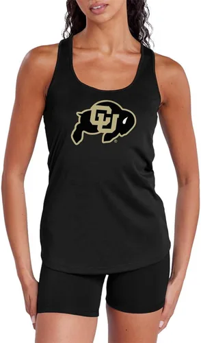 Miniatura 371 de Camiseta deportiva sin mangas oficial de NCAA Collegiate para mujer, con espalda cruzada, colección con logotipo primario