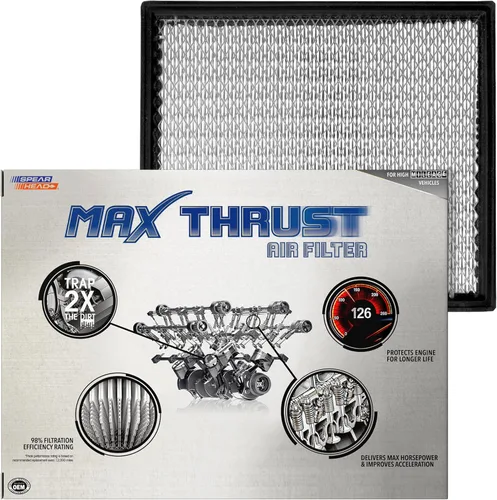 Miniatura 49 de Filtro de aire de motor Spearhead MPG Defense Max Thrust para vehículos de todo kilometraje, se adapta como el OEM, restaura MPG y aceleración