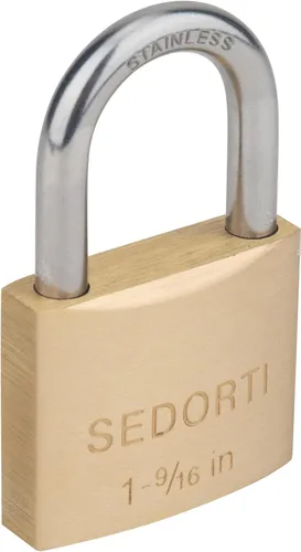 Miniatura 3 de SEDORTI Candado resistente a la intemperie con grillete corto de acero inoxidable 304 y cuerpo de latón macizo, 1-9/16 pulgadas de ancho, 12