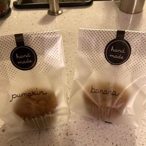 Miniatura 5 de (200 unidades) 100 bolsas de plástico translúcidas/bolsas de panadería con 100 calcomanías hechas a mano para galletas, pasteles, chocolate, dulces