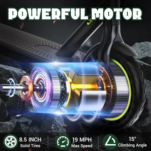 Miniatura 3 de Scooter eléctrico para adultos con neumático sólido de 8.5"/10", motor potente de 350 W/500 W y velocidad máxima de 19/22 MPH, alcance de 16/23 Gris