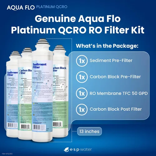 Miniatura 4 de Kit de filtro QCRO RO original Aqua Flo Platinum con membrana y cartuchos de 50 GPD Filtración de 4 etapas, fácil instalación, reducción