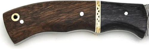 Miniatura 4 de Damascus Steel Collection Hacha de mango de madera de dos tonos con funda de cuero al aire libre caza camping hacha