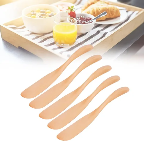 Miniatura 6 de Zerodis 5 cuchillos de mantequilla japoneses de madera para cocina casera con diseño de asa, adecuado para mantequilla, salsa de mostaza, mayonesa