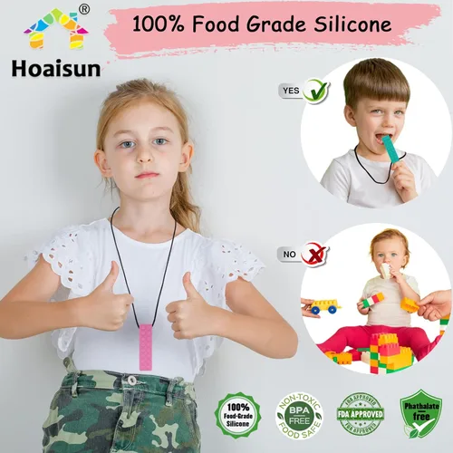 Miniatura 2 de Collares masticables para niños sensoriales, paquete sensorial de collar masticable para niños y niñas con masticación, dentición, mordedura, TDAH
