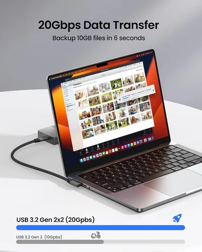 Miniatura 5 de Silkland Cable de monitor USB C en ángulo recto de 5 pies, pantalla 8K @30Hz 5K/4K @60Hz, transferencia de datos de 20 Gbps, cable de video USB C