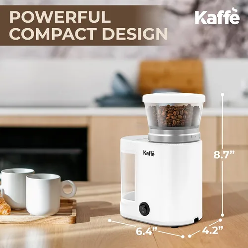 Miniatura 6 de Kaffe - Molinillo eléctrico de café con rebabas (5.5 onzas) con ajustes de grosor ajustables, rebabas planas, [nuevo motor mejorado], molinillo