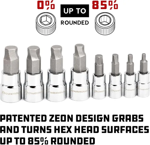 Miniatura 4 de Powerbuilt Zeon 642575 - Juego de llaves hexagonales métricas de 8 piezas, con uso para sujetadores dañados, estándar, oxidados, pernos redondeados