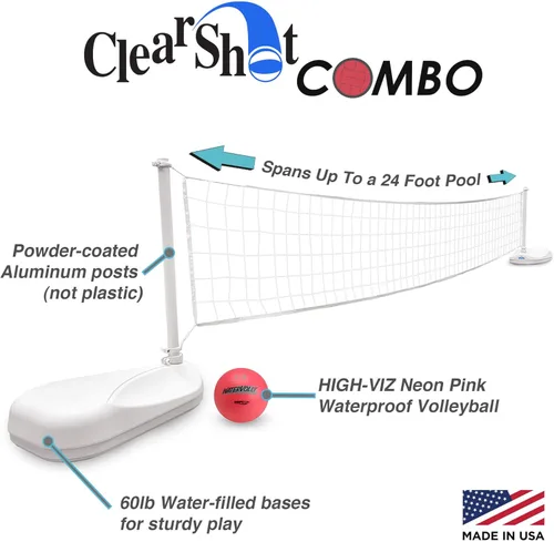 Miniatura 3 de Dunn-Rite Clear Shot Pool Basketball Hoop with Adjustable Stainless Steel Rim, Clear Backboard, Water-Filled Base & Waterproof Basketball